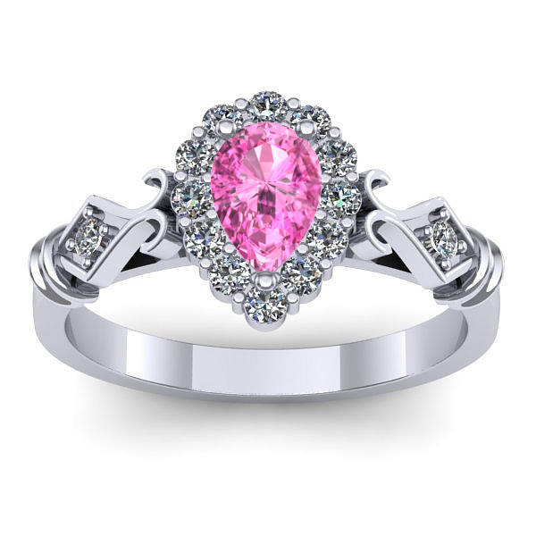 Inel cu safir roz lacrima