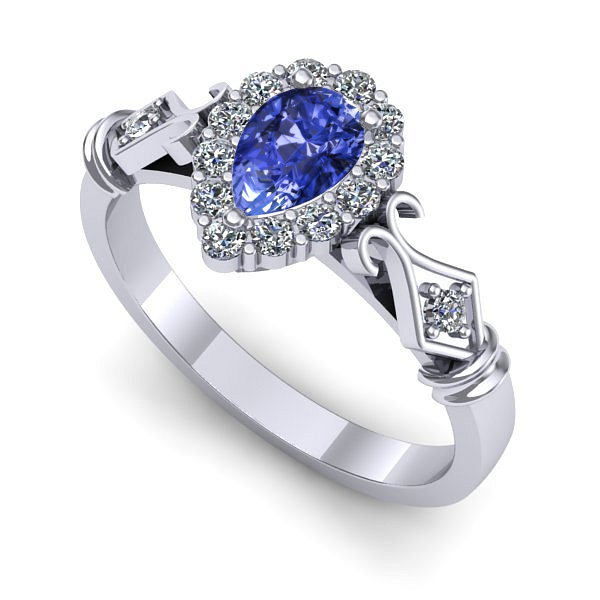 Inel logodna din aur alb cu tanzanit