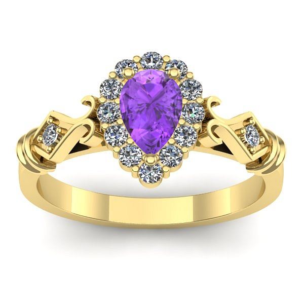 Inel logodna cu ametist lacrima