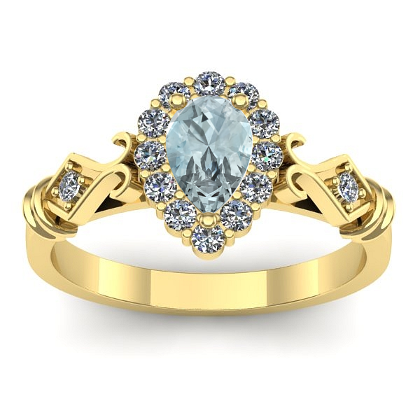 Inel cu aquamarin lacrima