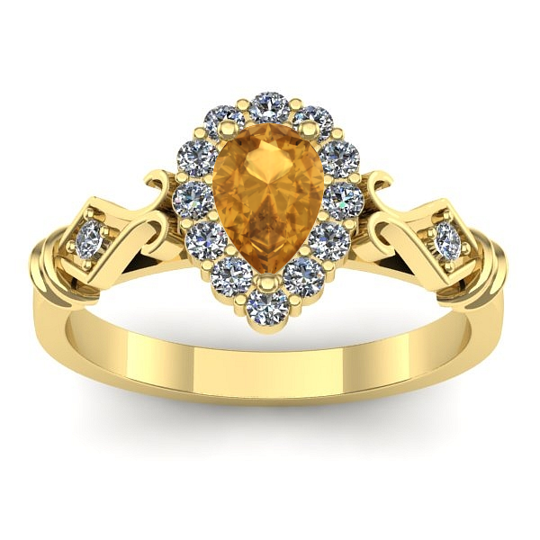 Inel cu citrin lacrima