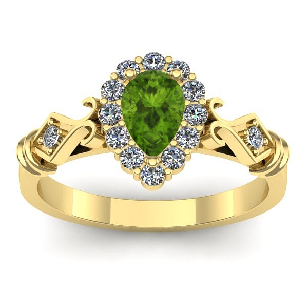 Inel de logodna cu peridot lacrima