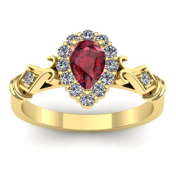 Inel cu rubin lacrima