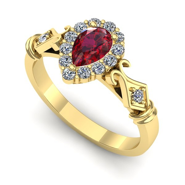 Inel de logodna din aur galben cu rubin