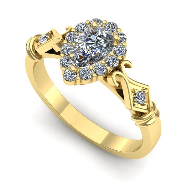 Inel din aur galben cu safir alb