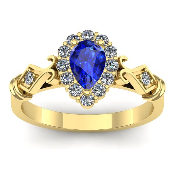 Inel logodna cu safir lacrima