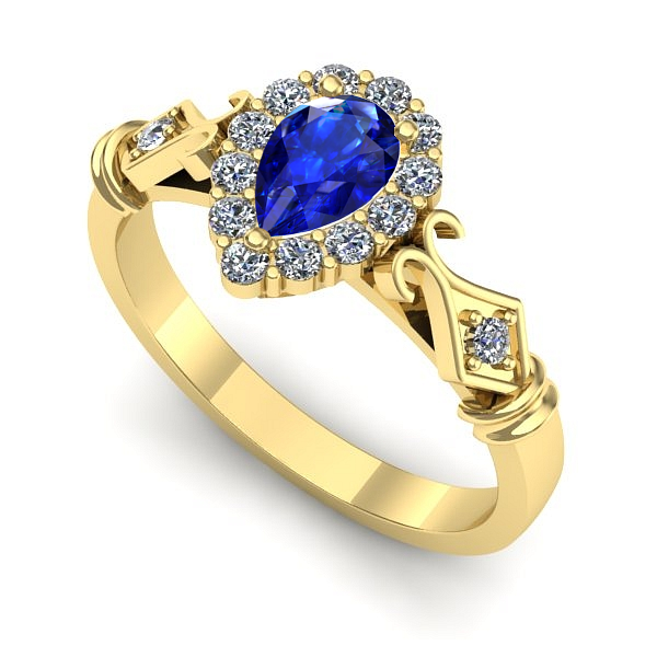 Inel de logodna din aur galben cu safir