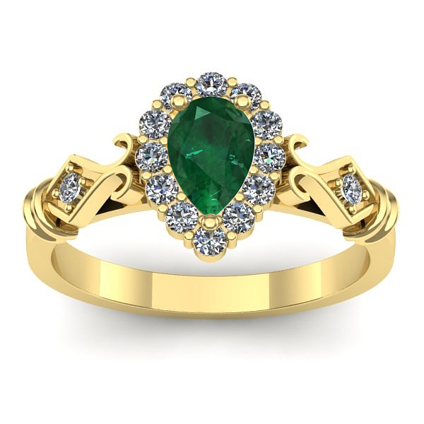 Inel de logodna cu smarald lacrima