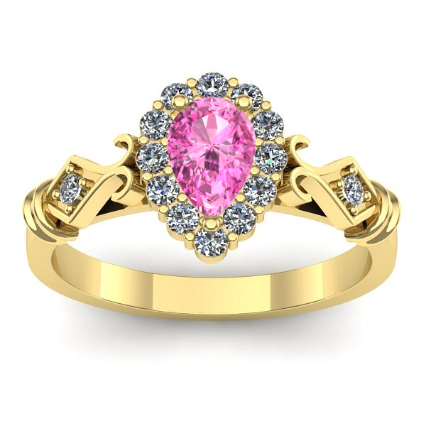 Inel cu safir roz lacrima