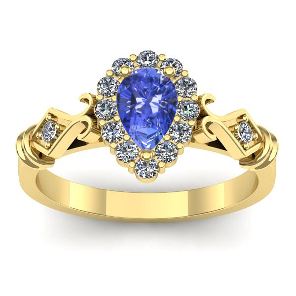 Inel logodna cu tanzanit lacrima