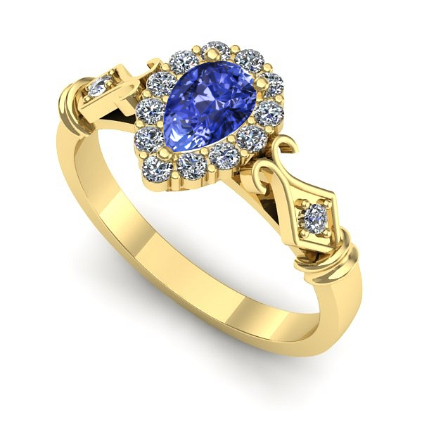 Inel logodna din aur galben cu tanzanit