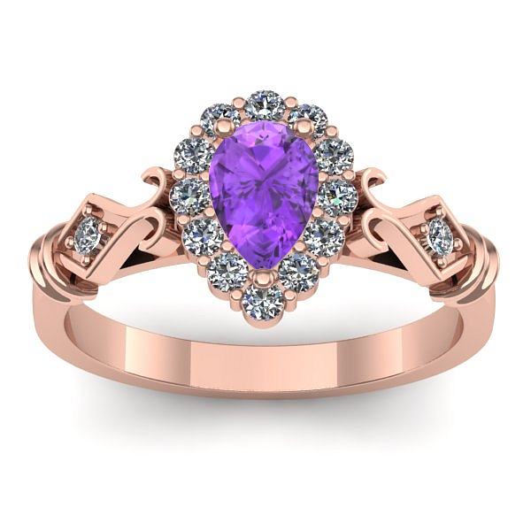 Inel de logodna cu ametist lacrima