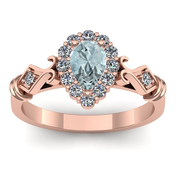 Inel de logodna cu aquamarin lacrima