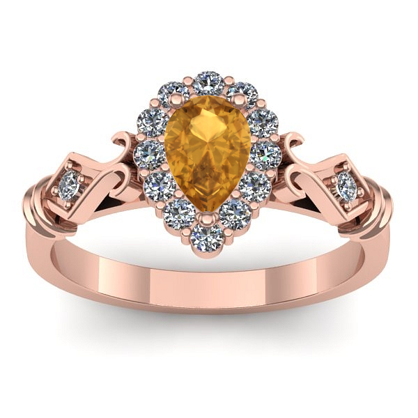 Inel logodna cu citrin lacrima