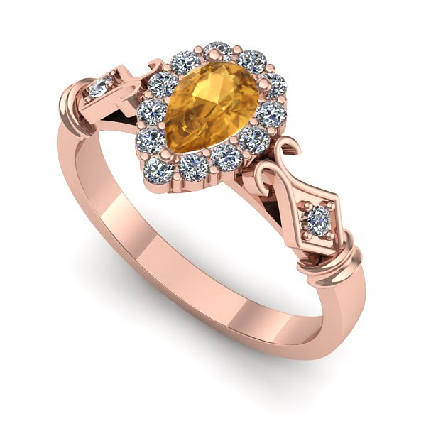 Inel din aur roz cu citrin