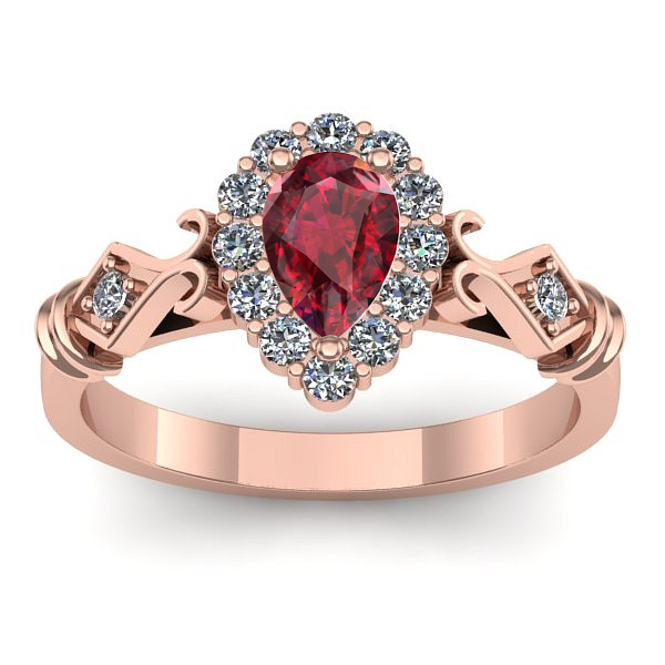 Inel logodna cu rubin lacrima