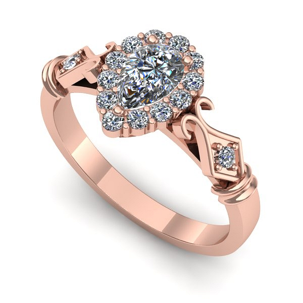 Inel logodna din aur roz cu safir alb