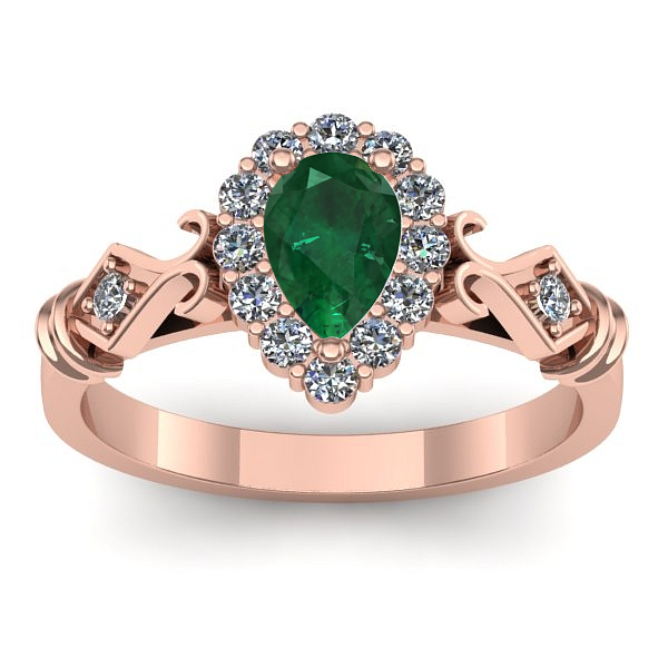 Inel logodna cu smarald lacrima