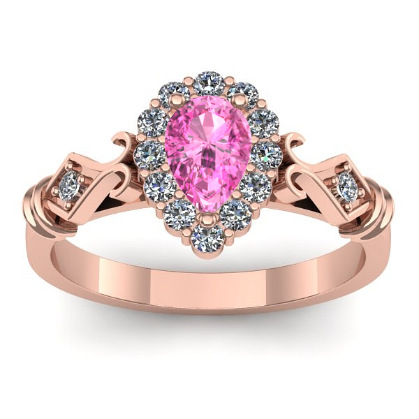 Inel cu safir roz lacrima