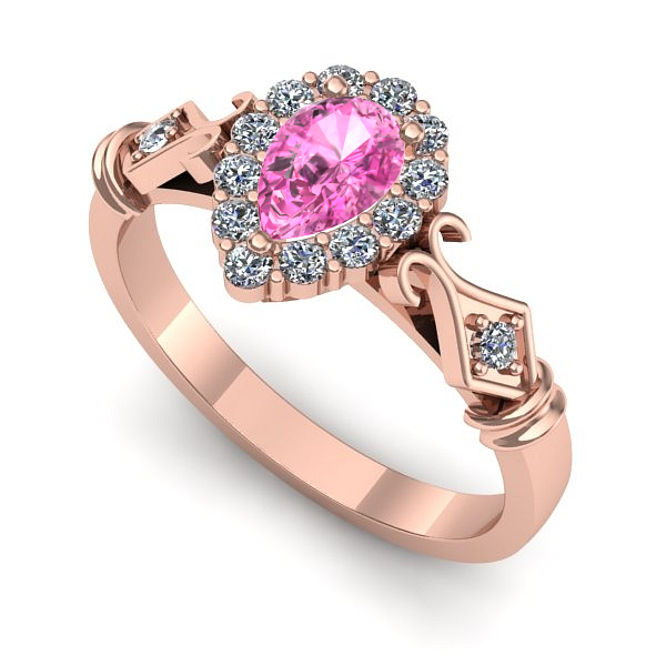 Inel din aur roz cu safir roz