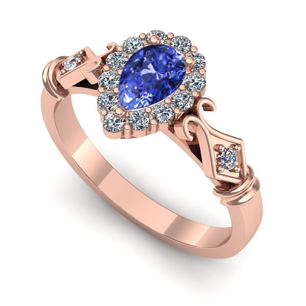 Inel de logodna din aur roz cu tanzanit