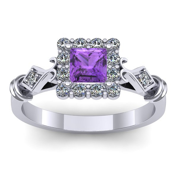 Inel de logodna cu ametist patrat