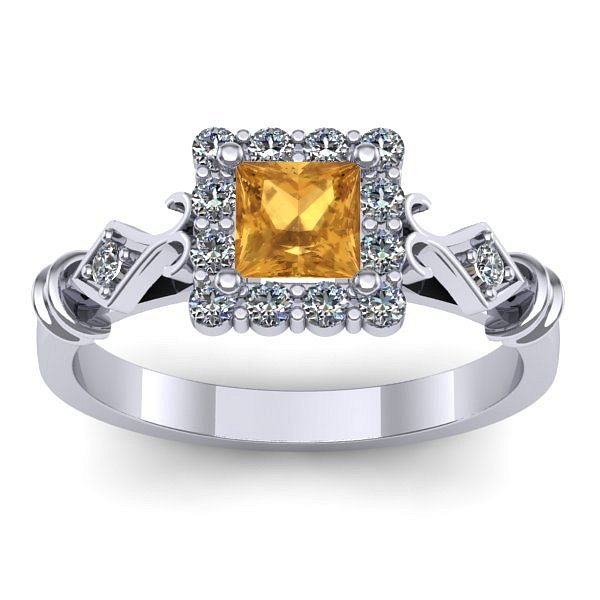 Inel logodna cu citrin patrat