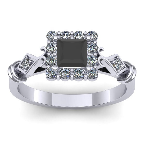 Inel logodna cu diamant negru patrat