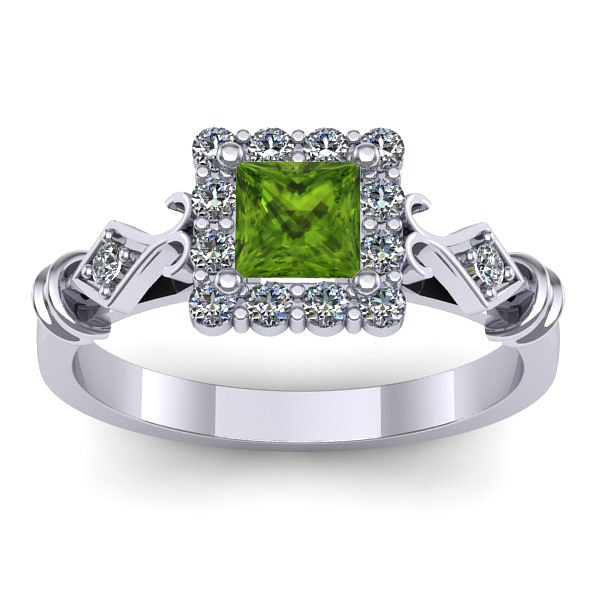 Inel cu peridot patrat