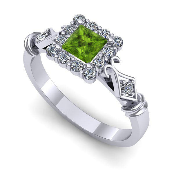 Inel din aur alb cu peridot