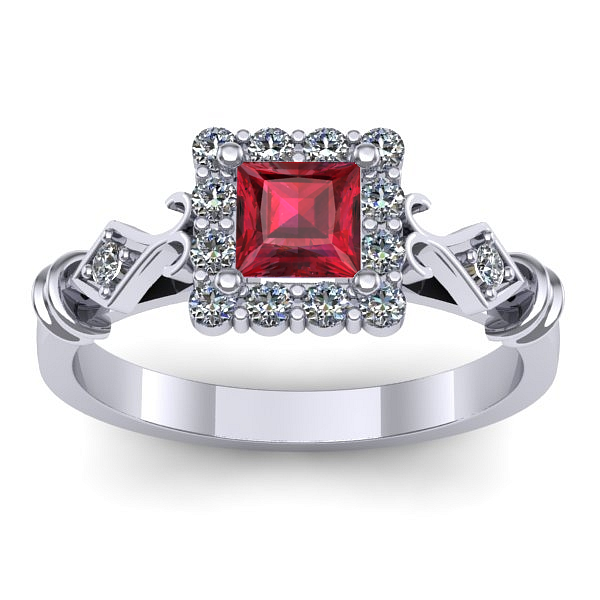 Inel de logodna cu rubin patrat