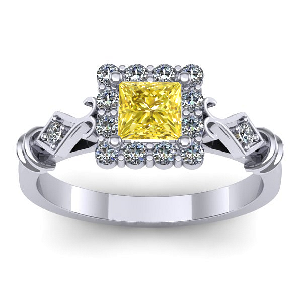 Inel de logodna cu safir galben patrat