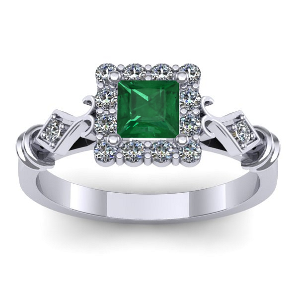 Inel logodna cu smarald patrat