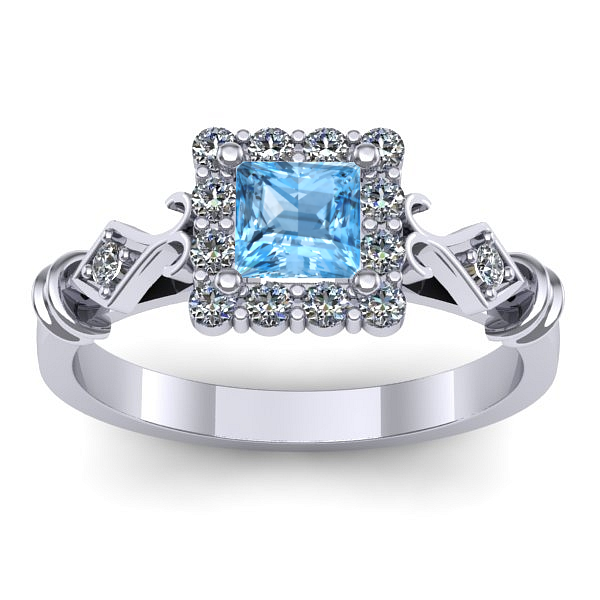 Inel de logodna cu topaz blue patrat