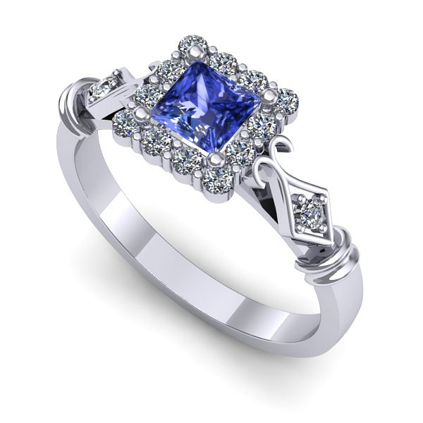 Inel de logodna din aur alb cu tanzanit