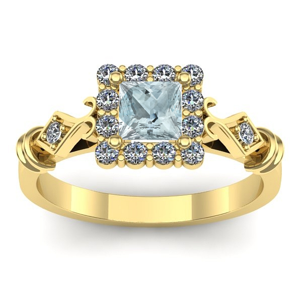 Inel cu aquamarin patrat