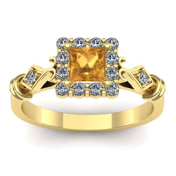 Inel de logodna cu citrin patrat