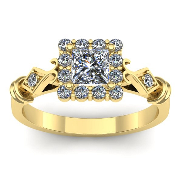 Inel cu diamant patrat