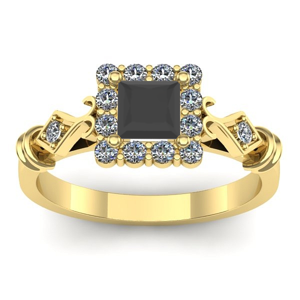 Inel cu diamant negru patrat