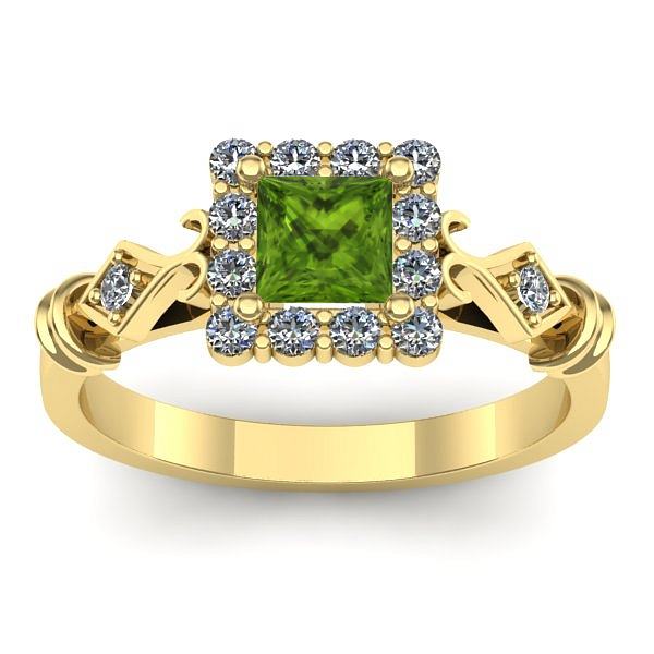 Inel cu peridot patrat