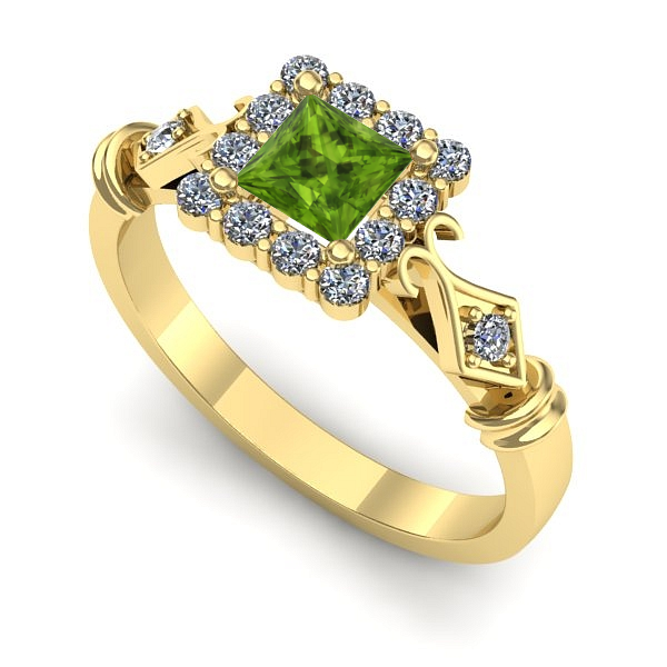 Inel de logodna din aur galben cu peridot