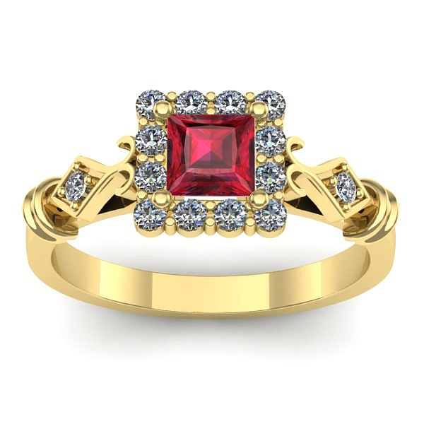 Inel cu rubin patrat