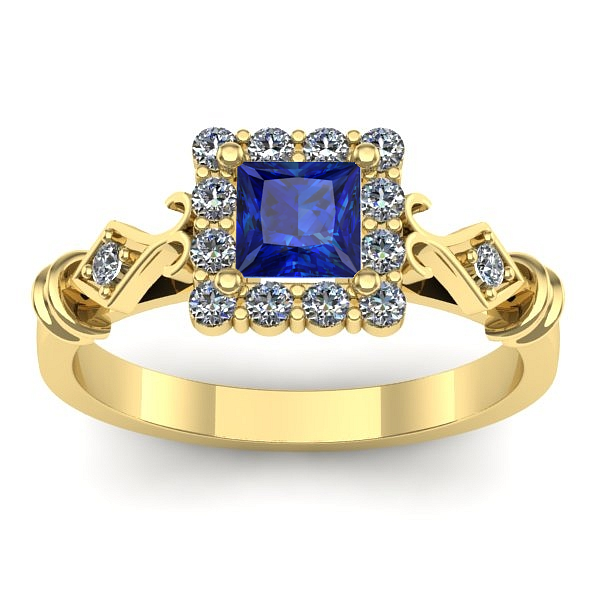 Inel cu safir patrat