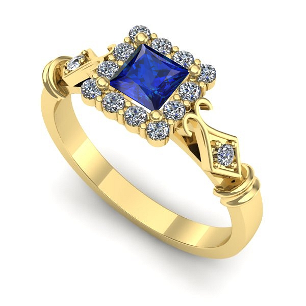 Inel de logodna din aur galben cu safir