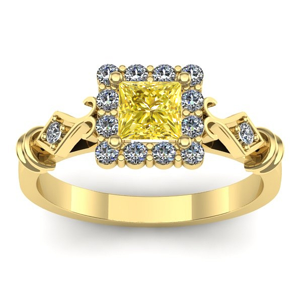 Inel cu safir galben patrat