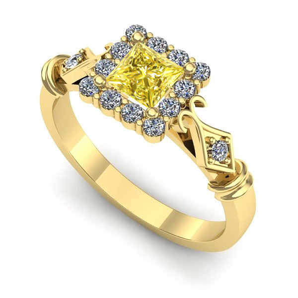 Inel logodna din aur galben cu safir galben