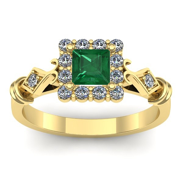 Inel logodna cu smarald patrat