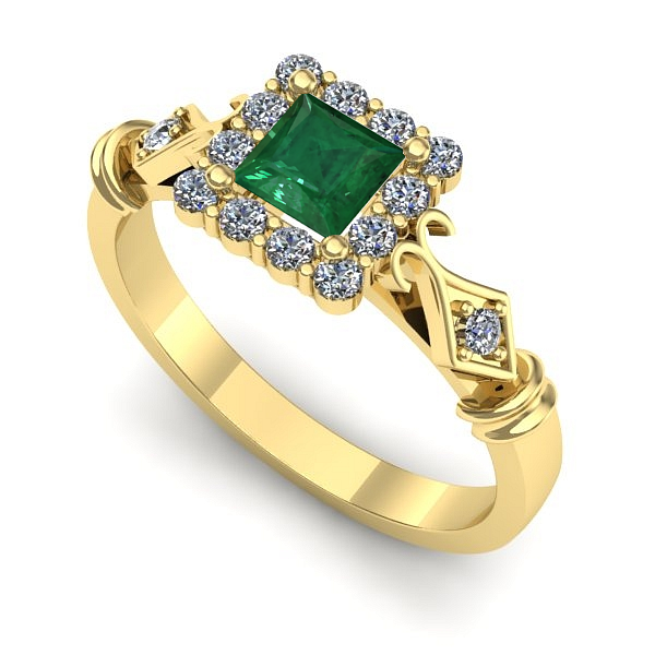 Inel din aur galben cu smarald