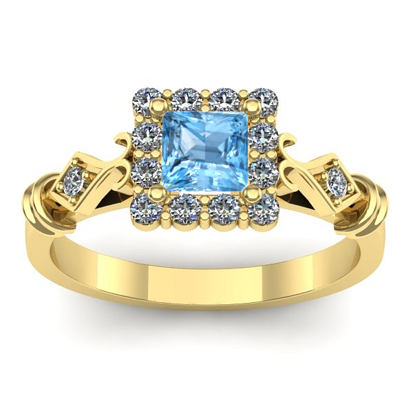 Inel cu topaz blue patrat