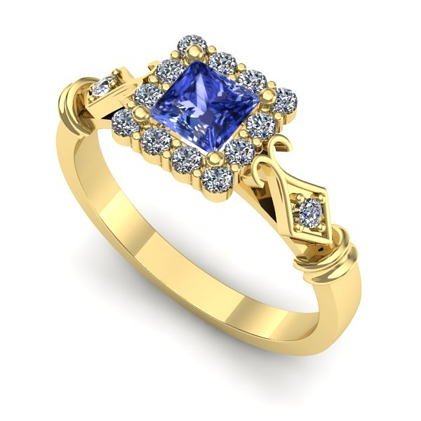 Inel din aur galben cu tanzanit